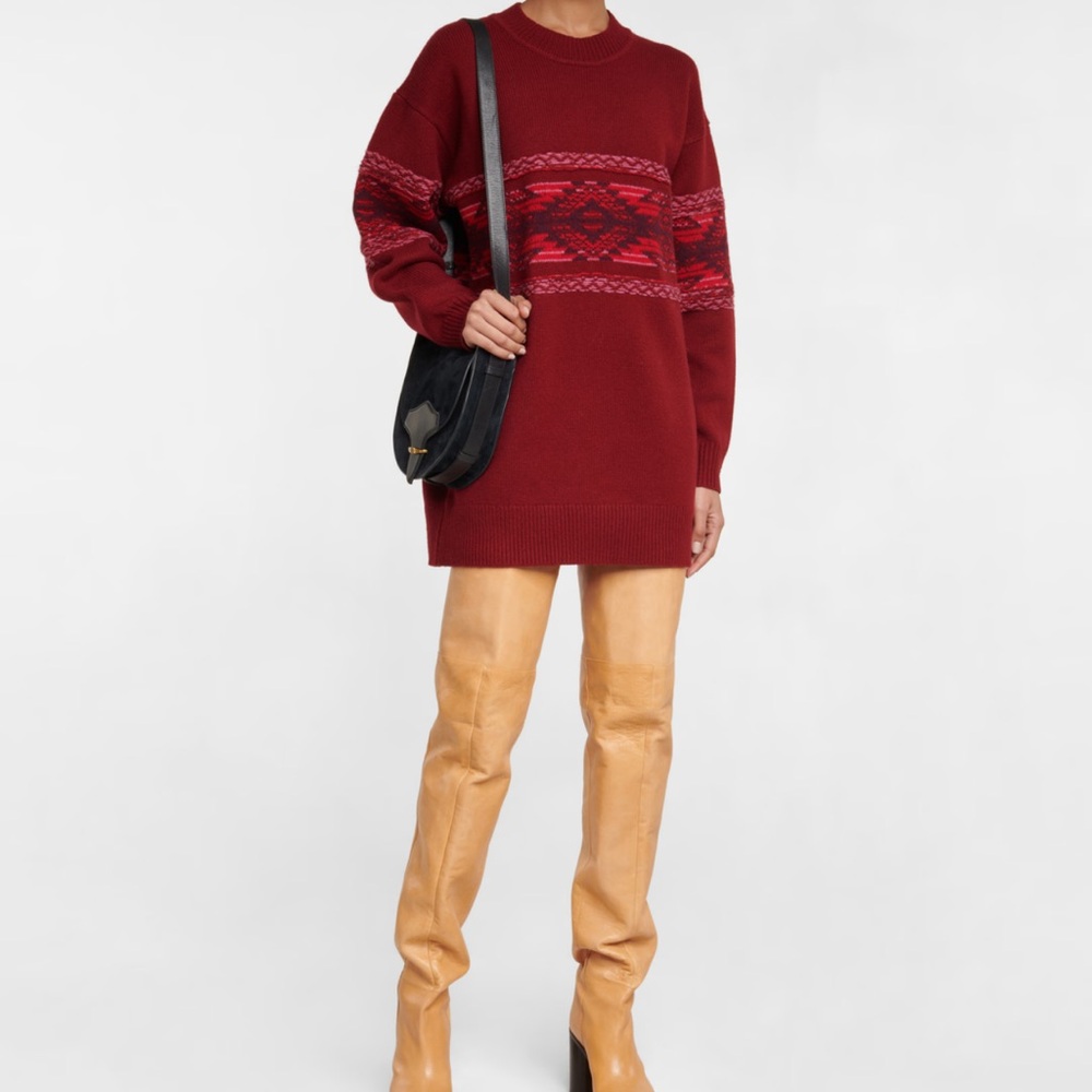 Marant Etoile Burgundy Crew Neck Sweater Dress/Tunic